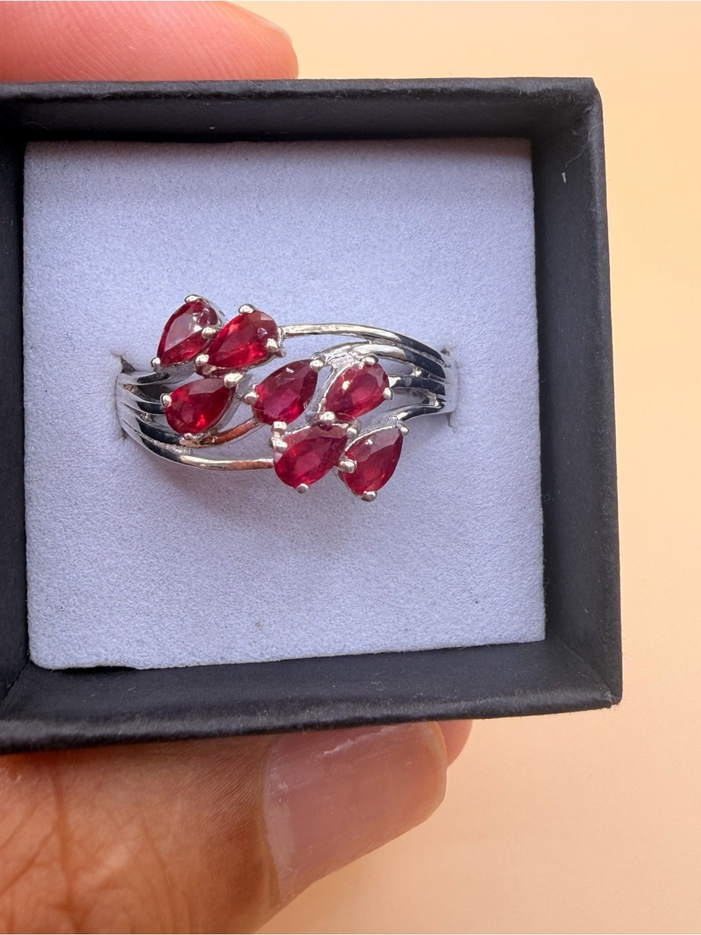 925 Sterling Silver 1 Ctw Ruby Ring Size 10.